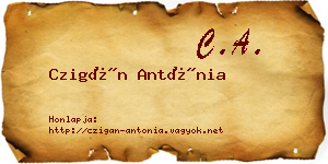 Czigán Antónia névjegykártya